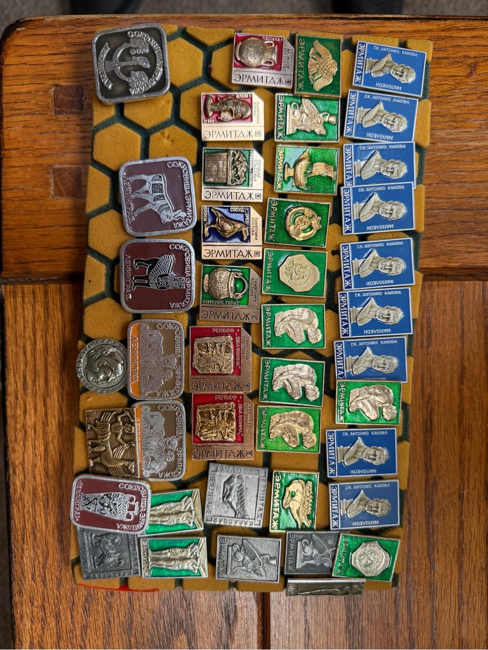 Vintage Russian Enamel & Metal Pins Collection - Blue Green Red Accents
